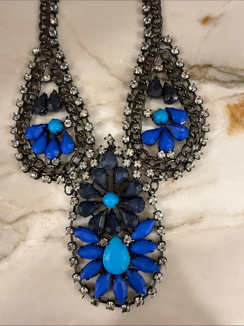 Turquoise & Ocean Blue Floral Statement Necklace - Women Jewelry